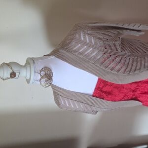 ☆Full Outfit 》Trixxi Dark Coral Lace Maxi Dress - With Cardigan And Jewelry